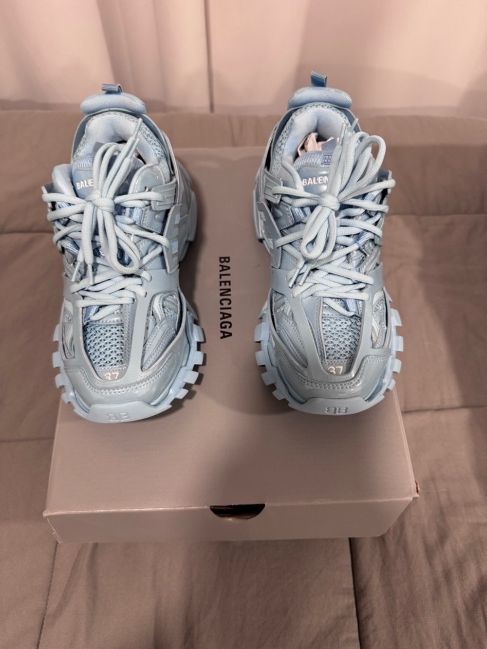 Balenciaga Women’s Metallic Blue Track Runner Sneakers - Picture 4 of 4